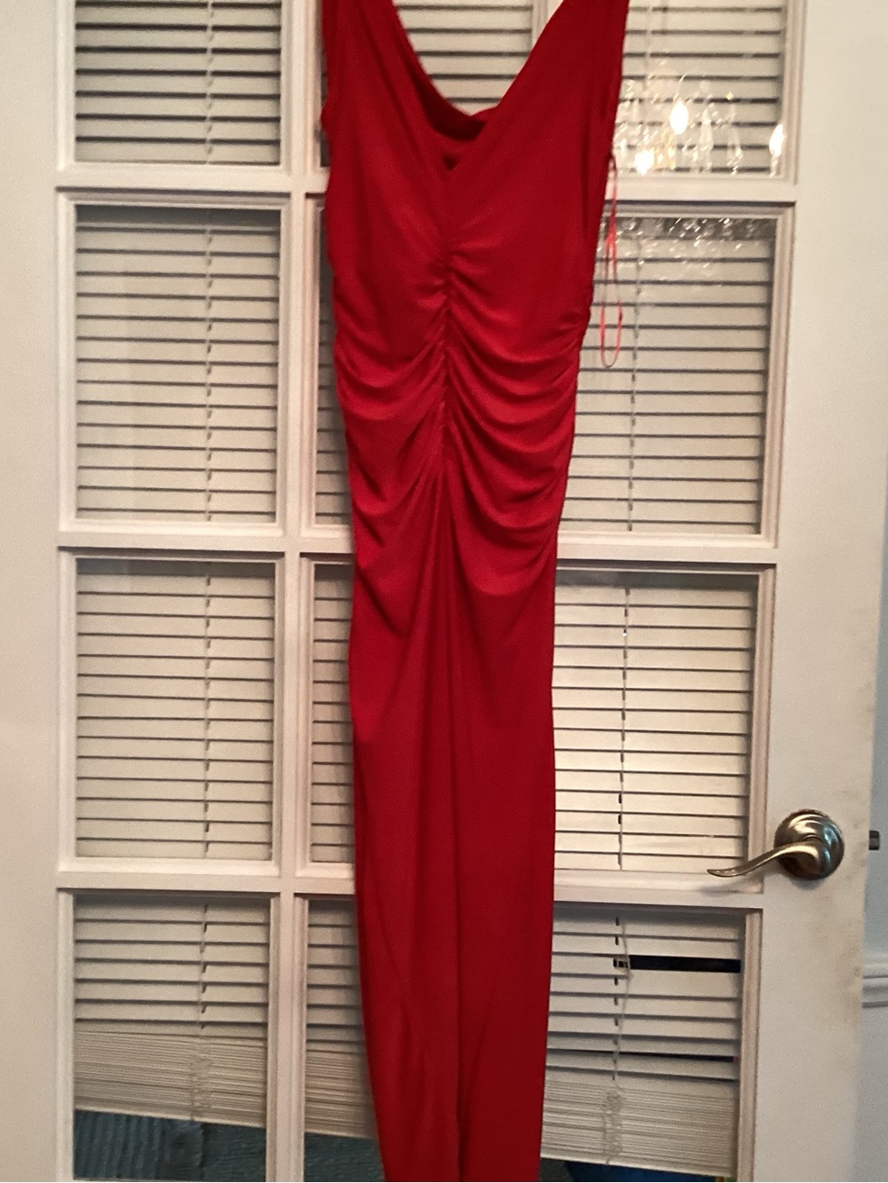 Zara Red Ruched Midi Dress